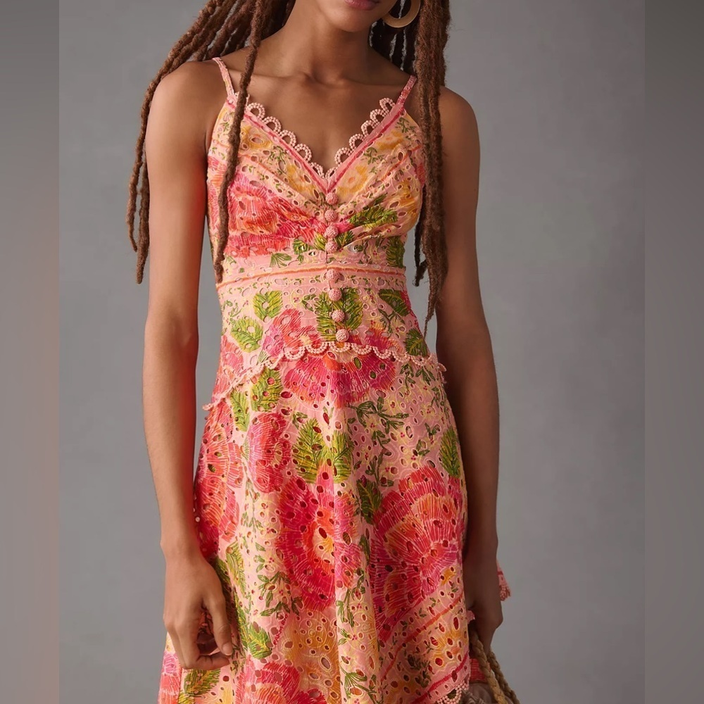 NWT Farm Rio Printed Eyelet Asymmetrical Dress - Picture 2 of 3